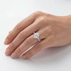 Anillo de Compromiso Minimalista con Siete Diamantes de Corte Ovalado, Oro Blanco de 14K, Diamantes Creados en Laboratorio, VS, Moderno, Regalo para Mujer, Boda, Fiesta - Product Image 4