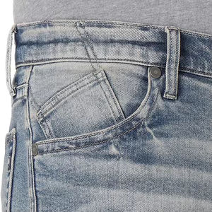 Wholesale Customized Breathable Button <b>Drawstring</b> <b>Jeans</b> Shorts Mid Waist Distressed Faded Acid Wash Denim 100% Cotton <b>Men</b> - Product Image 5
