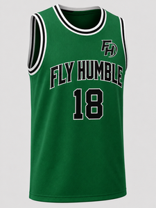 Maillot de basket-ball Fiy Humble Sportwear pour homme, manches courtes, maille respirante, taille plus, sangle réglable, col rond, numéro 18, adulte - Product Image 4