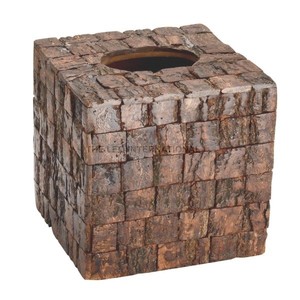 Deluxe Quality Brown Color Tissue Box Vintage Decoration Handmade Wooden Tissue Holder Home Office <b>Desktop</b> - Product Image 1