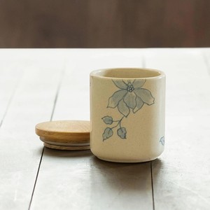 Pot de rangement en céramique florale de qualité supérieure avec couvercle en bois, récipient hermétique pour aliments, organisateur de comptoir de cuisine durable, style élégant - Product Image 6