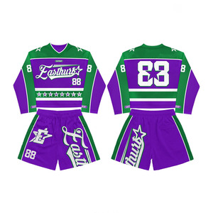 Heavyweight cotton fleece windbreaker short set forest <b>green</b> puff print logo embroidery detail Windbreaker Shorts Set for Men - Product Image 3