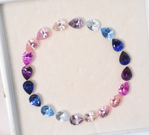 Pierre précieuse de laboratoire multi-saphir sans défaut, taille poire, ensemble de pierres précieuses de laboratoire en corindon 6x4 mm - Product Image 5