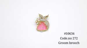 Broche de ala de pájaro verde 10634 con piedra de corte esmeralda y circonita cúbica, broche chapado en Mehandi para fiesta de boda de hombres. - Product Image 4