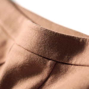 Jupe plissée en maille unie taille haute coupe trapèze pour femme, longueur genou, couleur camel, idéale pour l'automne et le bureau - Product Image 4