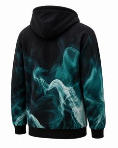 Sudadera con Capucha para Hombre, Estampado Teal Smoke, Corte Regular, Casual, Bolsillo Frontal, Impresión por Sublimación, Poliéster, Raglán - Product Image 6