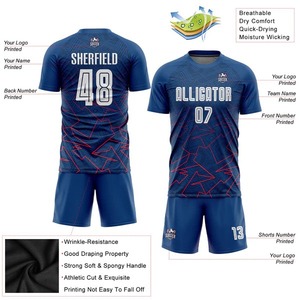 Maillot de football personnalisé Royal Blanc Rouge Sublimation Respirant Séchage Rapide Tenue de Football Équipe Entraînement Sportswear Homme - Product Image 2