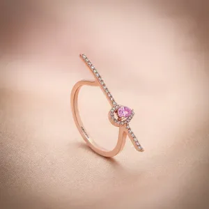 Anillo de Compromiso con Gema Rosa en Corte Pera, Estilo Romántico para Mujer, en Oro de 10K, 14K, 18K, Plata 925, 935 - Product Image 3