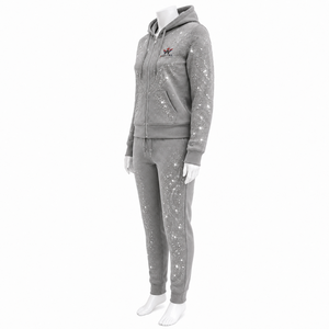 Survêtement en tissu orné de strass pour femme, veste zippée intégrale, pantalon à taille élastique, vêtements décontractés confortables et tendance - Product Image 4