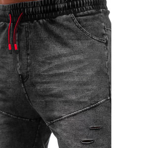 Shorts décontractés pour hommes en jean délavé, taille élastique, avec poches, style streetwear, qualité supérieure - Product Image 5