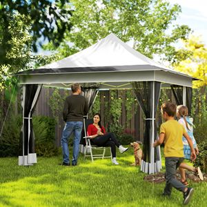 "Light Gray 12FT X 12FT UPF50+ Mesh Netted Pop up <b>Canopy</b> <b>Tent</b> with Carry Bag for Garden & Patio" - Product Image 2