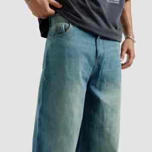 Pantalon cargo ample en denim de coton délavé coupe décontractée, pantalon cargo personnalisé, jean pour homme, pantalon de charpentier avec poches 3D - Product Image 4