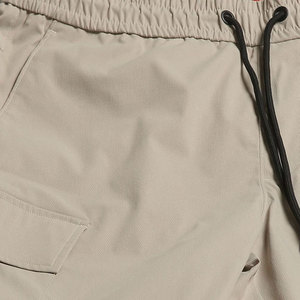 Shorts cargo kaki pour homme, couleur unie, avec cordon de serrage à la taille et poches, style décontracté - Product Image 5