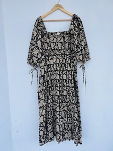 Pure Cotton Indian Block Print Women's Girls' Printed Maxi Dress Trendy Casual Summer Evening Party Dress Button Long Fit - Product Image 6