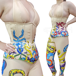 Conjunto de 2 piezas con estampado de serpiente personalizado: Corsé halter overbust OEM y leggings de cintura alta ajustados, atuendo de streetwear - Product Image 4