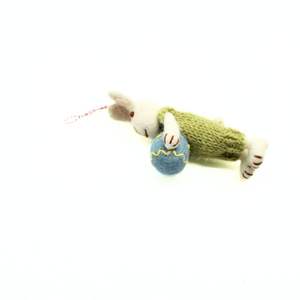 Adorno de Conejito de Pascua Clásico Hecho a Mano, Ecológico, de Fieltro, Blanco y Verde Claro, Decoración para el Hogar, Regalo de Primavera - Product Image 1