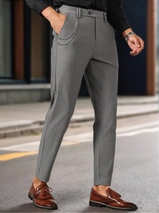 Pantalon de costume formel pour homme, coupe slim, luxueux, de haute qualité, en coton et polyester extensible, chino droit, respirant, pour un usage décontracté - Product Image 5
