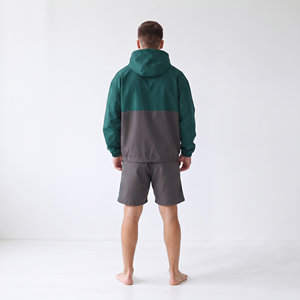 <b>Men's</b> Sports Hooded Tracksuit Set Color Blocking Lightweight Hooded <b>Jacket</b> Custom Rain Shorts <b>Men</b> Shorts Windbreaker <b>Track</b> Set - Product Image 2