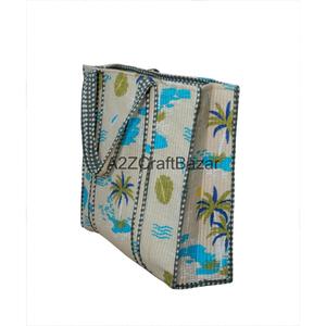 Premium Eco-friendly Durable Cotton Quilted Tote <b>Bag</b> Closure <b>Long</b> Shoulder Strap Soft 100% Cotton Custom - Product Image 1