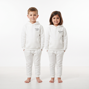 Conjunto Deportivo de Felpa con Capucha para Niños, Color Blanco Sólido, Ropa Casual Personalizada para Niños y Niñas - Product Image 5