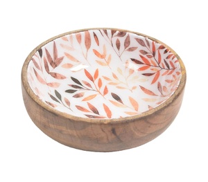 Bol de service rond classique en bois avec impression émaillée pour la table à manger à la maison, la vaisselle de mariage, les bols de service pour les collations - Product Image 1