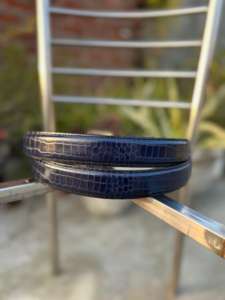 Elegante Cinturón Formal Azul con Hebilla de Hierro Estilo Western en Cuero Genuino, Longitud Ajustable, 3.5cm de Ancho, para Oficina y Atuendos Casuales - Product Image 2