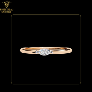 แหวนหมั้นเพชรทรงมาร์คีส์ 0.10 กะรัต สไตล์มินิมอลใหม่ เพชรเพาะเลี้ยงในห้องปฏิบัติการ ทองคำแท้ 18K สี E/F ความสะอาด VVS รับรองโดย IGI ยี่ห้อ SHREERAJ - Product Image 2