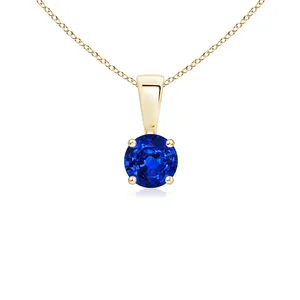 จี้เพชรพลอยไพลินสีน้ำเงินทรงกลมแบบฝังหนามเตย ทองคำแท้ 14K 18K รับรองโดย IGI ของขวัญวันครบรอบแต่งงานสำหรับผู้หญิง - Product Image 1