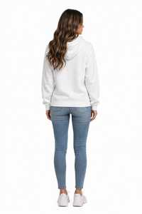 <b>Women's</b> Regular Fit Solid Breathable Casual Long Sleeve Hip Length Cotton <b>Fleece</b> Pullover Hooded Zipper Closure Anti-Pilling - Product Image 3