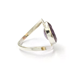 Modern 925 Sterling <b>Silver</b> Amethyst <b>Ring</b> - Natural Oval Purple Stone <b>Plain</b> Band Women Jewelry Wholesale - Product Image 3