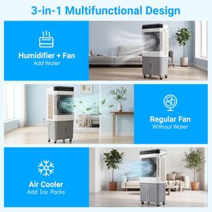 Refroidisseur d'air évaporatif portable 3-en-1 2100 CFM avec réservoir d'eau de 7,2 gallons, humidificateur intégré, état d'occasion, compatible AU/EU pour usage domestique - Product Image 4