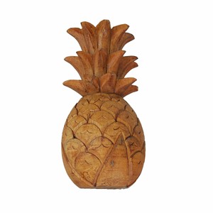 Sculpture d'ananas en bois d'acacia sculpté à la main, décoration en bois flotté, vente en gros - Product Image 3
