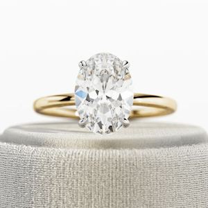 Anillo de Compromiso Solitario con Diamante Cultivado en Laboratorio de Corte Ovalado de 2 Quilates, Certificado por IGI, Oro de 14K, Elegante Joyería Nupcial para Boda o Aniversario - Product Image 1