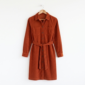 Women's <b>Winter</b> Corduroy Shirt <b>Dress</b> Casual Warm Button-Down Midi <b>Dress</b> OEM ODM Wholesale Factory Custom Logo Low MOQ - Product Image 2