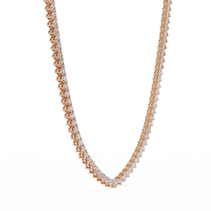 Collar de tenis de oro rosa de 10K, 14K, 18K con 3 puntas y diamantes cultivados en laboratorio de corte redondo para mujer elegante - Product Image 2