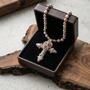Collier pendentif croix rose entièrement sertie de pierres, personnalisé, style Hip Hop, bijoux chrétiens, en argent 925, Moissanite, motif floral - Product Image 3