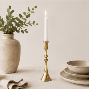 Antique Brass Taper Candle Holders Set of 3 Minimalist Gold Candlestick Stands for Wedding <b>Table</b> Centerpieces Living Room - Product Image 2