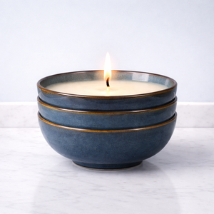 Ocean Dusk Ceramic <b>Candle</b> Vessel Wide Bowl Textured Glaze Heat Resistant Durable Reusable Single Wick Elegant Home Decor - Product Image 2
