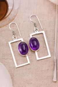 <b>Purple</b> Amethyst Earrings 925 Sterling Silver Minimalist Handmade Drop Dangle Earrings Natural Gemstone Jewelry Gift For Her - Product Image 4