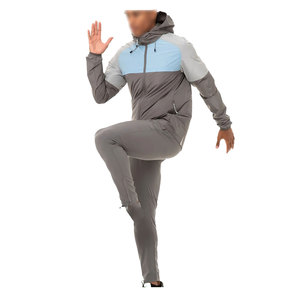 AMSEA INTERNATIONAL Survêtement à capuche gris et bleu pour homme, 2-en-1, 100 % coton, pull-over, manches longues, style sportif, pour le jogging - Product Image 6