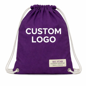 กระเป๋าเป้สะพายหลังแบบมีเชือกผูก ผลิตจากโพลีเอสเตอร์ พิมพ์โลโก้ตามสั่ง น้ำหนักเบา เหมาะสำหรับออกกำลังกายและเดินทาง ผลิตในประเทศปากีสถาน - Product Image 1