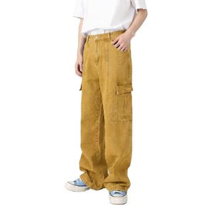 Pantalones vaqueros cargo casuales de hombre, estilo Y2K Hip Hop, de invierno, tejidos, lavados, rasgados, largos hasta el suelo, de mezclilla, holgados, de pierna ancha - Product Image 2