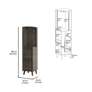 Mobile Bar Angolare Marrone Scuro con Due Ripiani Esterni, Un Cassetto e Due Ripiani Interni - Product Image 4