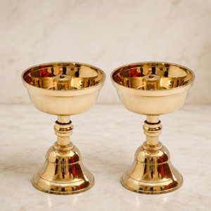 Bhimonee Decor Support Pyali Akhand Jyothi en Laiton Pur, Lampe à Huile Traditionnelle Nanda Table Diya pour Puja Mandir et Temple Domestique - Product Image 5