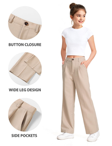 Pantalon d'école à taille élastique, pantalon large, pantalon de cérémonie, uniforme scolaire pour filles, style preppy, école primaire - Product Image 5