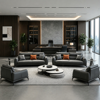 Set Sofa Kantor Kulit Asli Dua Dudukan, Furnitur Ruang Tunggu Komersial, Dapat Disesuaikan, Produsen OEM, Grosir