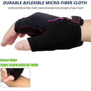 Gants demi-doigts pour hommes, gants de vélo de montagne, gants de route en soie glacée pour le cyclisme, rembourrage en gel, rose flamme - Product Image 2