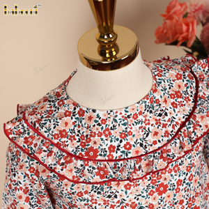 Vestido Casual Otoñal Vintage para Niñas, Estampado con Pequeñas Flores, ODM OEM al por Mayor, 100% Algodón, Manga Larga - DR4277 - Product Image 4