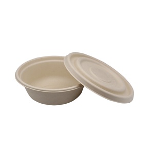 Bols en bagasse de canne à sucre non blanchie de 32 oz, écologiques et jetables, avec couvercles, pour fêtes, emballage biodégradable à emporter pour nouilles chaudes - Product Image 1