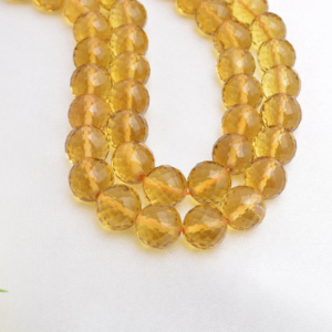 Perles de quartz miel naturel facettées pour la fabrication de bijoux fins, collier en pierres précieuses - Product Image 1
